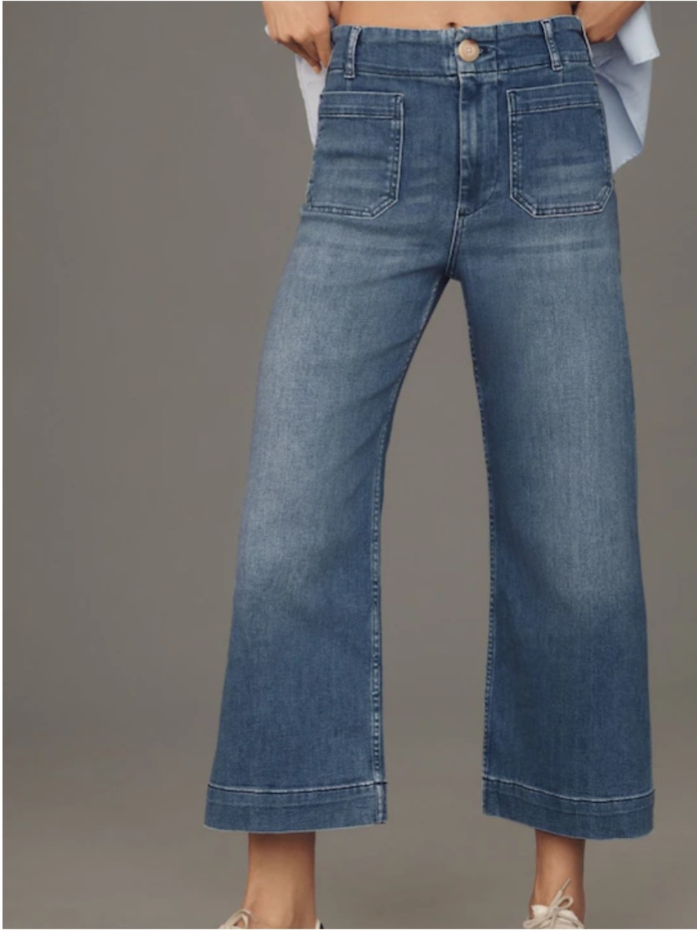 Anthropologie Colette Jeans Maeve Cropped Wide Leg High Rise New Medium Blue